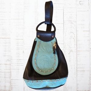 American West Turquoise & Black Studded Rhinestone One Shoulder Purse